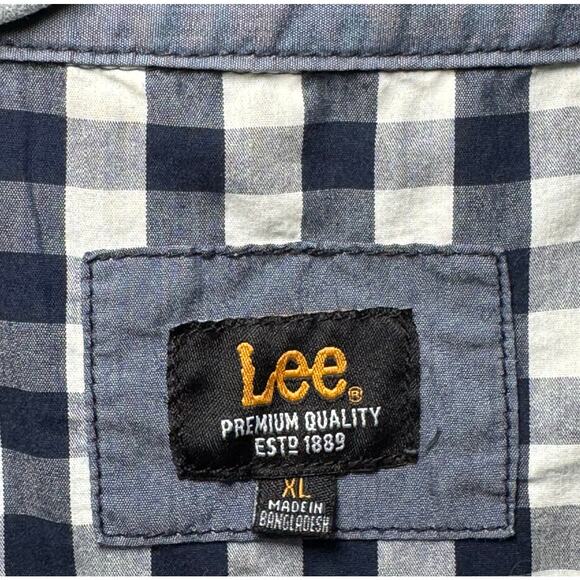 Lee Premium Quality Blue/White Check Men's XL Long Sleeve Shirt - Picture 5 of 12